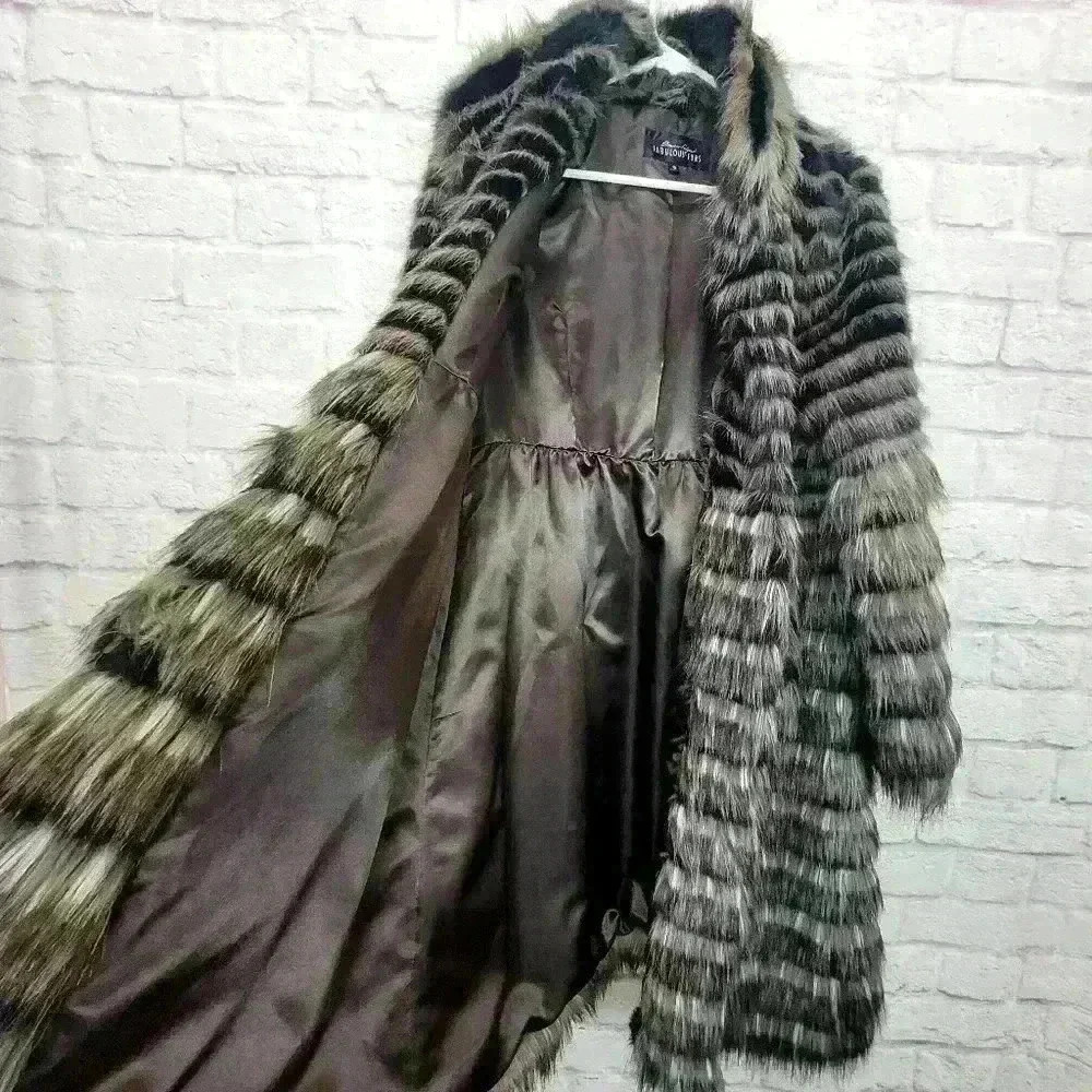 DONNA SALYERS FABULOUS FURS FAUX MINK FUR COAT Sz Small - Picture 6 of 11